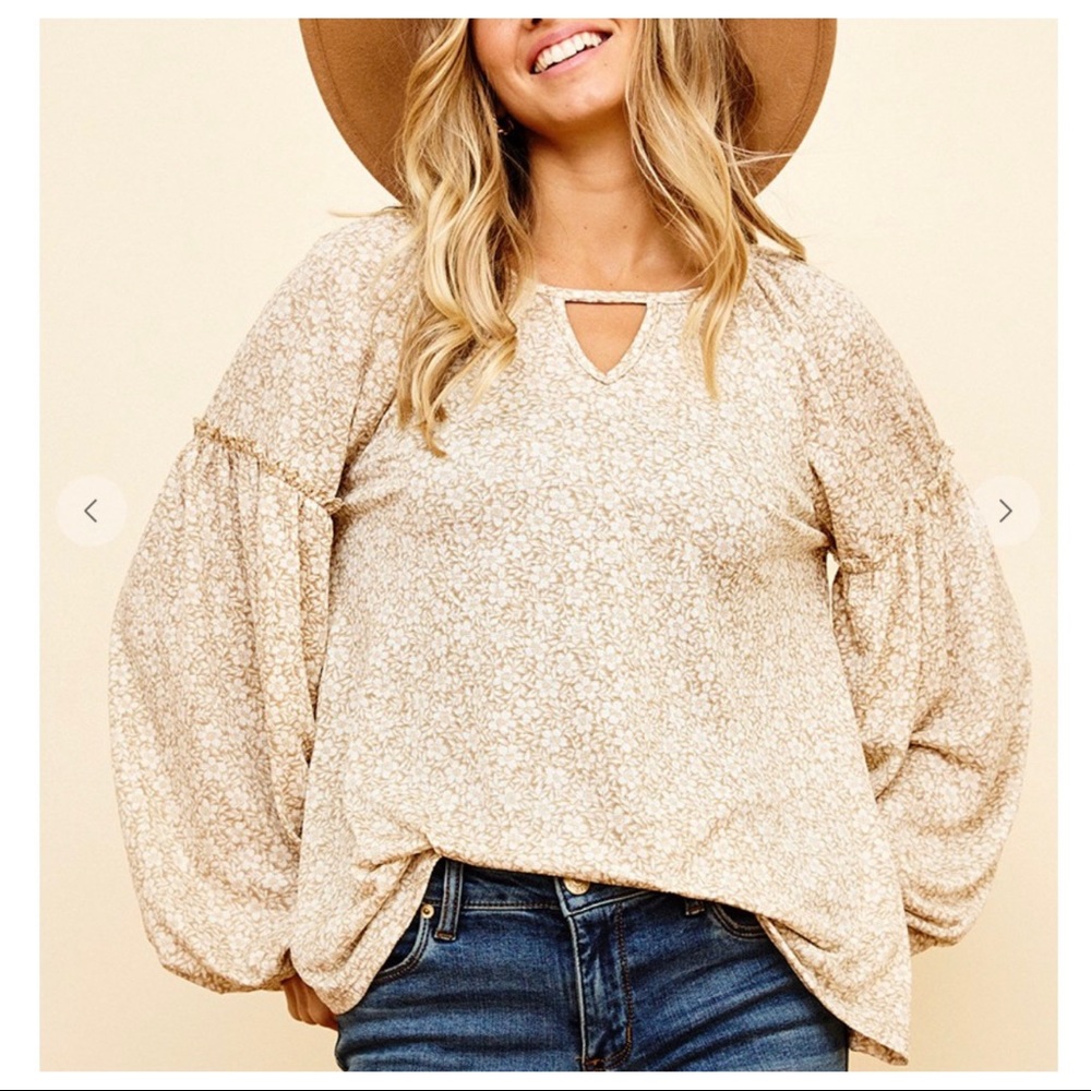 #27 Boho chic Floral Print Lantern Sleeves Top - Picture 2 of 5